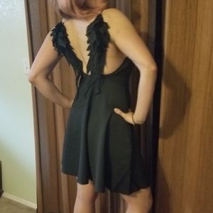 Black Wing Skater Dress
